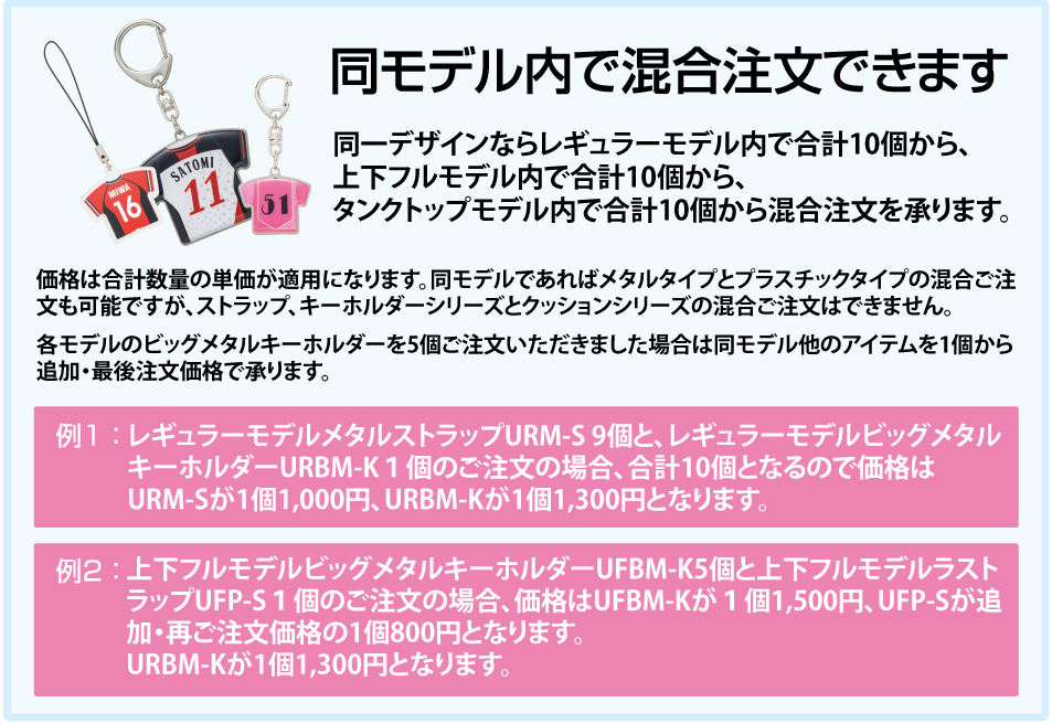 同モデル内で混合注文できます。